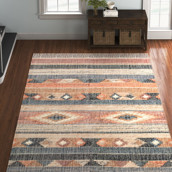 Steelside™ Lipp Flatweave Blue/Rust Rug & Reviews Wayfair